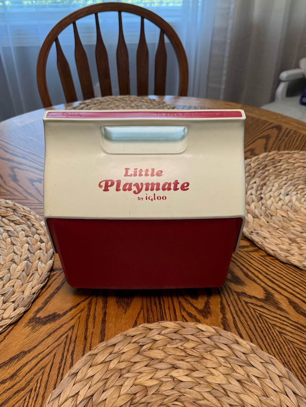 Vintage Igloo Little Playmate Cooler - Cream and Red